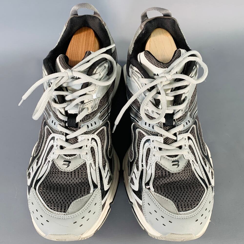 BALENCIAGA Size 10 X-Pander Grey Black Color Block Nylon Athletic Sneakers - Picture 4 of 8